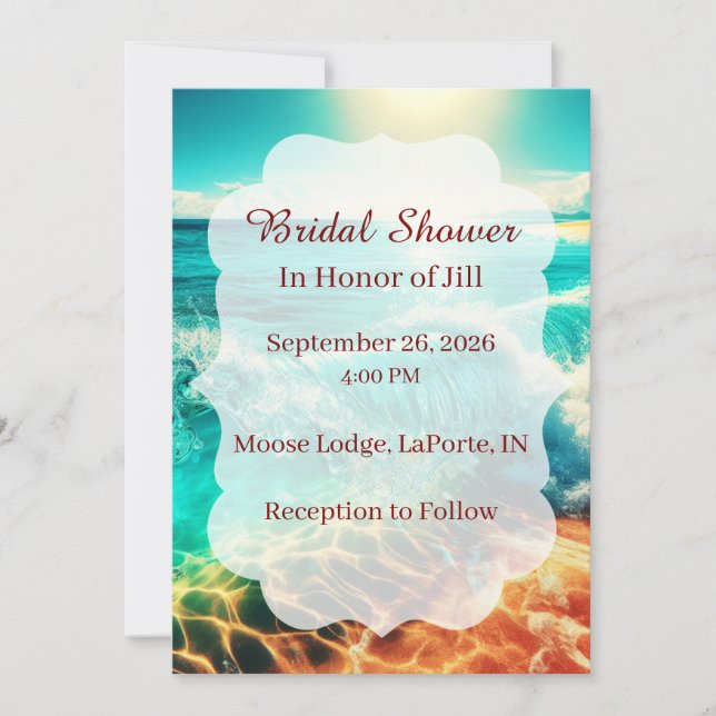 Convite Tropical Beach Bridal Shower Invitation (Frente)