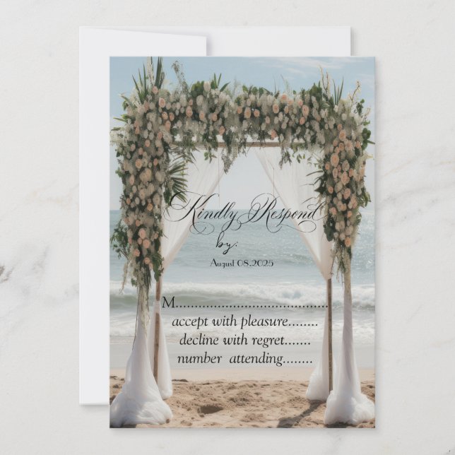 Convite Tropical Beach Floral Arbor RSVP (Frente)