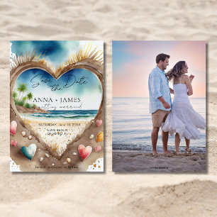 Convite Tropical Beach Ocean Watercolor Salvar Data