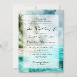 Convite Tropical Beach & Palm Trees Formal Wedding