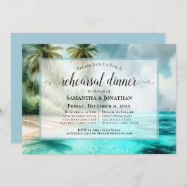 Convite Tropical Beach Watercolor Wedding Rehearsal Dinner