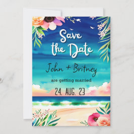 Convite Tropical Blooms: Wedding Save the Dat