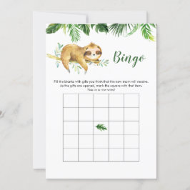 Convite Tropical Boy Sloth Chá de fraldas Bingo Game