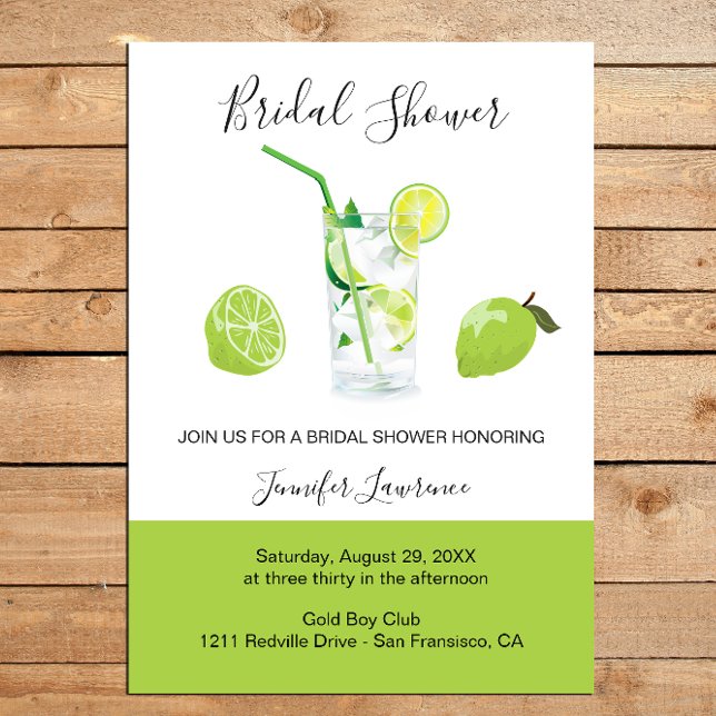 Convite Tropical Citrus Green Lime Bridal Shower  (Criador carregado)