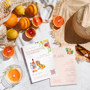 Convite Tropical Citrus Spritz Fim de Semana de Despedid
