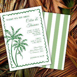 Convite Tropical Coastal Retro Beach Destination Wedding 
