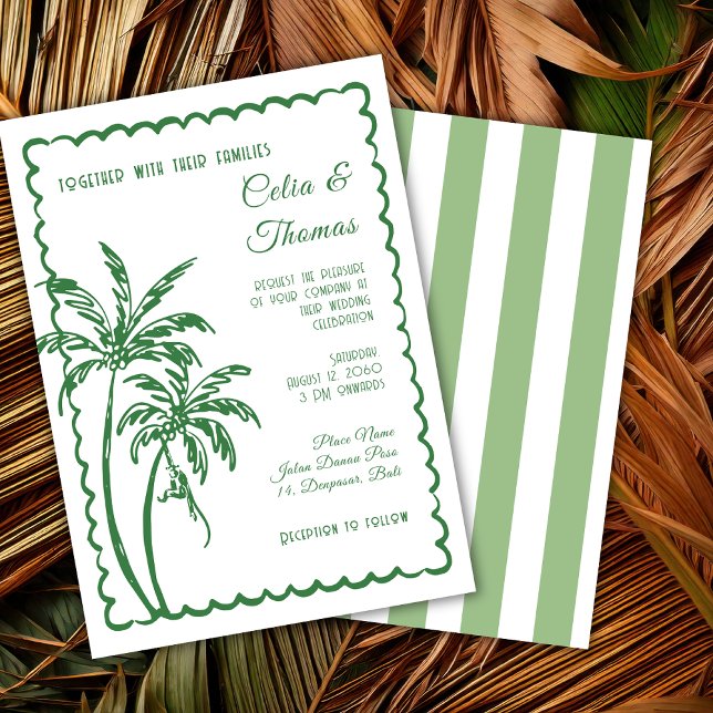 Convite Tropical Coastal Retro Beach Destination Wedding  (Criador carregado)