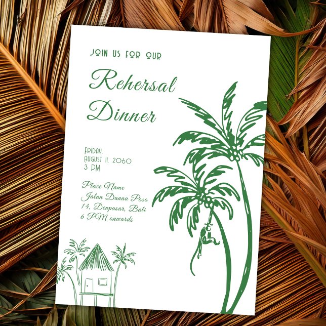 Convite Tropical Coastal Retro Beach Rehersal Dinner (Criador carregado)