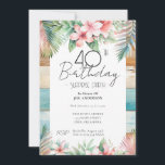 Convite Tropical de aniversário de 40 anos Surprise Party<br><div class="desc">Tropical Floral e Design de Diversão de Praia,  design. Ajustável para a festa de aniversário adulta tropical,  basta mudar os convites de texto. Convite para impressão de Download Digital</div>