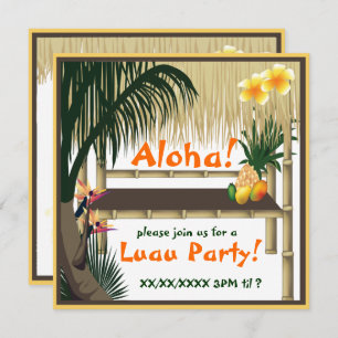 Convite Tropical de Luau Party Tiki Hut