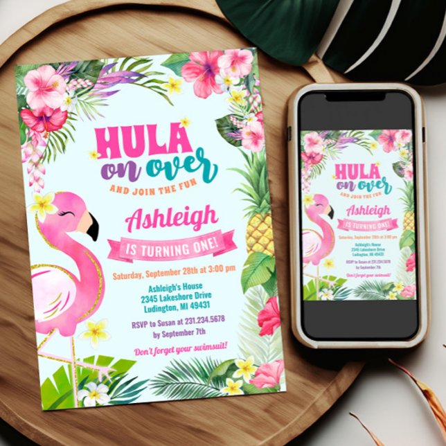 Convite Tropical de Verão de Luau Birthday (Luau Birthday Invitation Template - Luau Birthday - Tropical Birthday Theme)