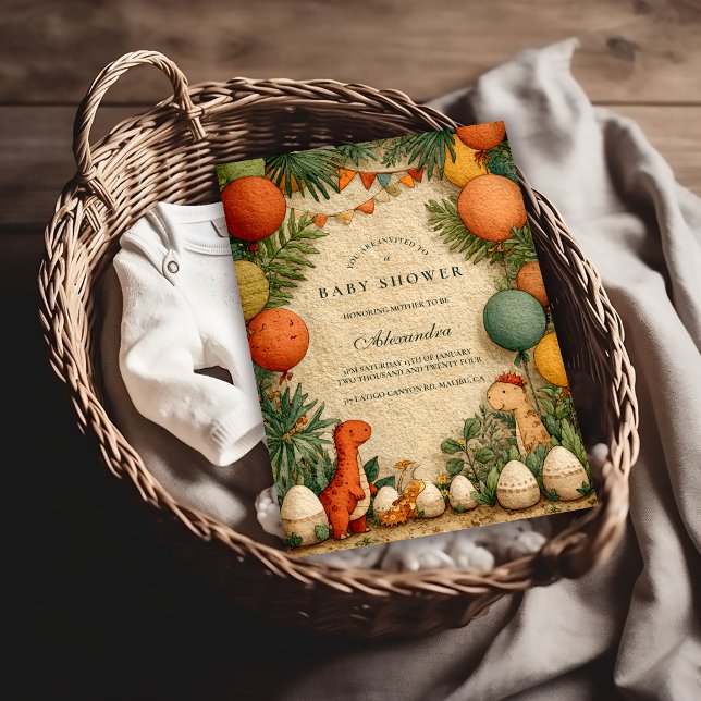 Convite Tropical Dinosaur Theme Baby Shower (Criador carregado)