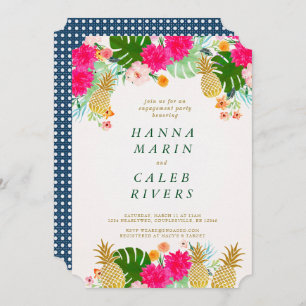 Convite tropical do chá do noivado
