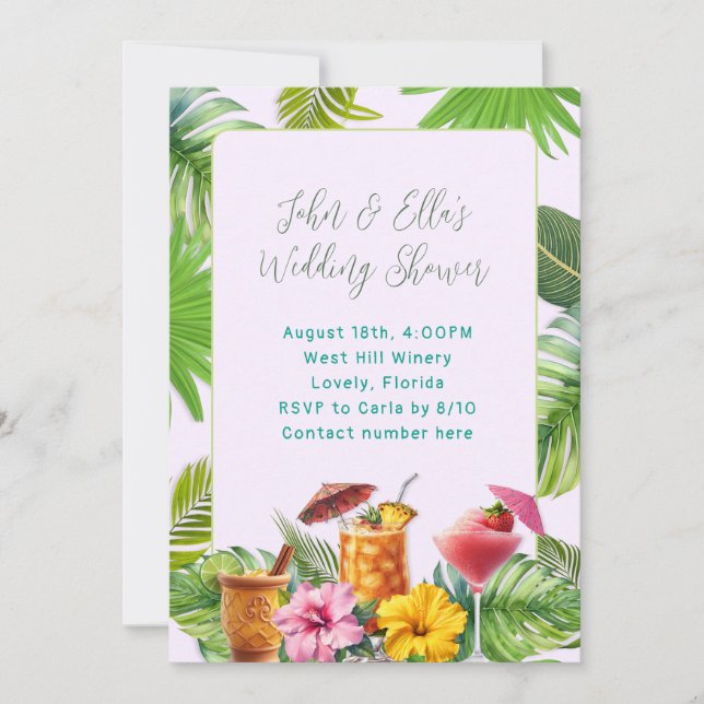 Convite Tropical Drinks Couples Shower invitation (Frente)
