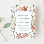 Convite Tropical Fantasy Boho Floral Wedding<br><div class="desc">COR DE FUNDO ALTERÁVEL | Este convite para o casamento apresenta um lindo padrão colorido com flores de fantasia pinceladas,  cor-de-rosa,  verdes e vermelhas adorando um quadro decorativo.</div>