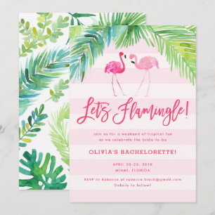 Convite Tropical Flamingo Birthday ou Bachelorette Invite