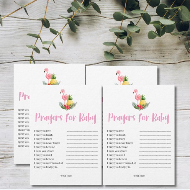 Convite Tropical Flamingo Prayers for Baby Shower Card (Criador carregado)