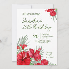 Convite Tropical Floral 25th Birthday Invitation