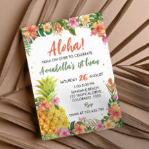 Tropical Floral Aloha Primeiro Luau Aniversário