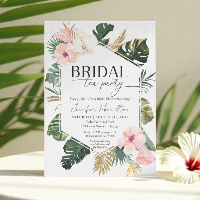 Convite Tropical Floral Bridal Party Chá de panela (Criador carregado)