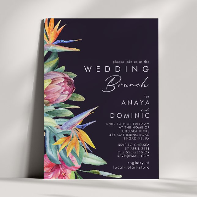 Convite Tropical Floral Colorida | Brunch de Casamento Rox (Criador carregado)