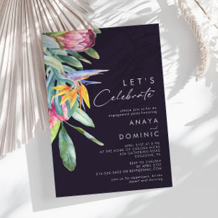 Convite Tropical Floral Colorida   Celebração de Vamos r