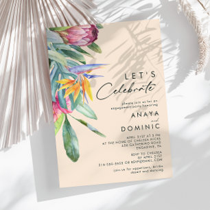 Convite Tropical Floral Colorida   Celebração do Vamos d