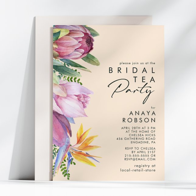 Convite Tropical Floral Colorida | Peach Bridal Tea Party (Criador carregado)