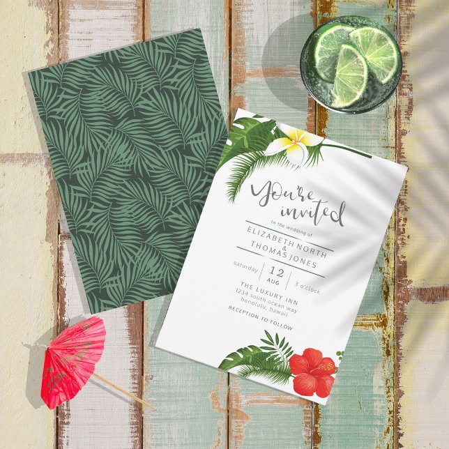 Convite Tropical Floral Destination Wedding ID475 (Criador carregado)
