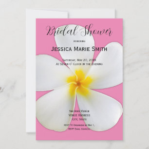 Convite Tropical Floral, Plumeria Branca a Rosa, Brida