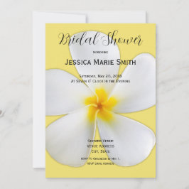 Convite Tropical Floral, Plumeria Branca em Amarelo, Brida