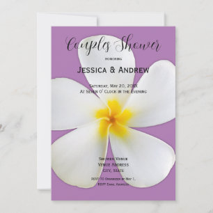 Convite Tropical Floral, Plumeria Branca, Lavanda, Casais