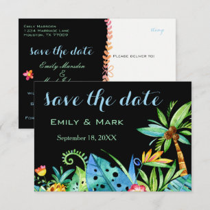 Convite Tropical Floral Preto Salve a Data