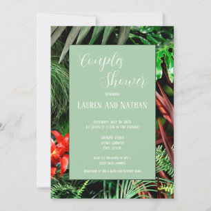 Convite Tropical Floral, Terra, Moderna, Chá Casal,