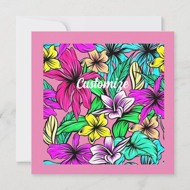 Convite Tropical Flower Mix Thunder_Cove (Frente)
