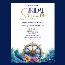 Convite Tropical Flower Sailing Wheel Bridal Shower