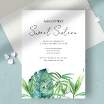 Convite Tropical Folhas 16.º Aniversário Aquarela<br><div class="desc">Ponha o tom para uma celebração tropical clássica com este elegante convite do Sweet 16 — perfeito para ideias festas de aniversário adolescentes como uma festa de piscina de luau tropical ou uma festa de luau de praia. Apresentando a tipografia quic que diz "Doce Dezesseis" e as folhas originais da...</div>