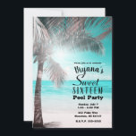 Convite Tropical Glam Rosa Aqua Blue Beach Palm Sweet 16<br><div class="desc">Personalizar para qualquer evento.</div>
