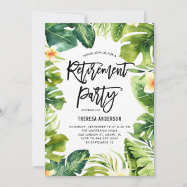 Convite Tropical Greenery and Plumeria Retirement Party