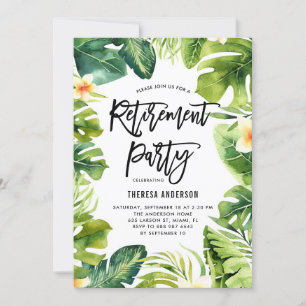 Convite Tropical Greenery and Plumeria Retirement Party