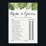 Convite Tropical Greenery Bride ou Jogo de Groom editável<br><div class="desc">Placa de noiva ou de noiva totalmente editável. Bachelorette | Jogo de Festa de Galinhas</div>