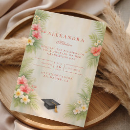 Convite Tropical Hibiscus Floral Graduation