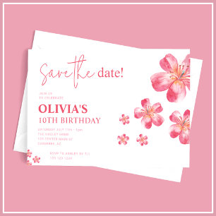 Convite Tropical Hibiscus Salve a Data Aniversário