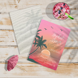 Convite Tropical Isle Sunrise Wedding Pink ID581