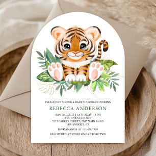 Convite Tropical Jungle Safari Tigre Fofo Arco Churrasco d