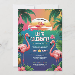 Convite Tropical Luau Birthday Bash