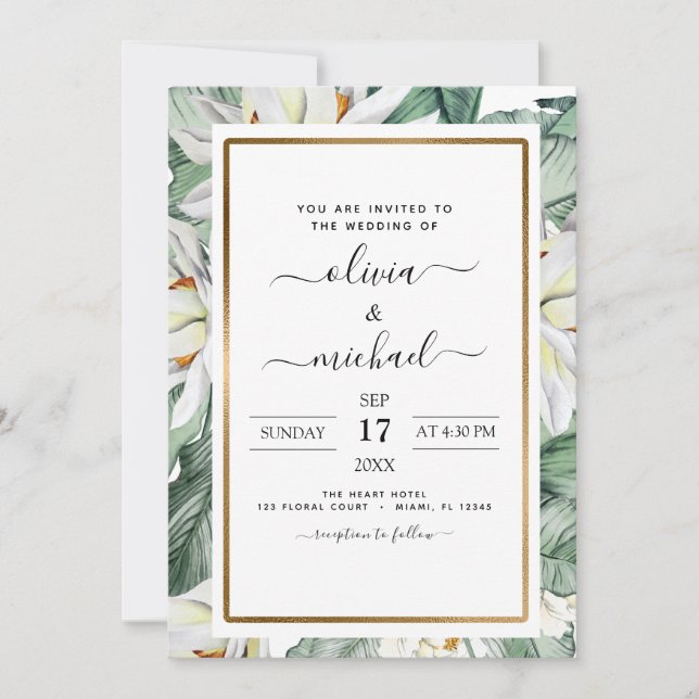 Convite Tropical Magnolia Floral Invitation Flyer (Frente)