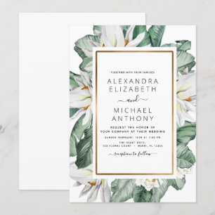 Convite Tropical Magnolia Greenery Floral Palm