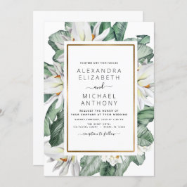 Convite Tropical Magnolia Greenery Floral Palm Wedding Inv