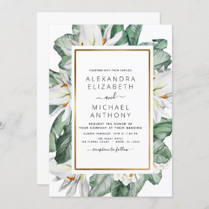 Convite Tropical Magnolia Greenery Floral Palm Wedding Inv